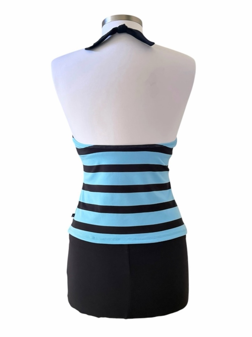 Nautica Sky Blue and Black Halter Tankini Swimsuit Set Size 8 - Picture 4 of 8